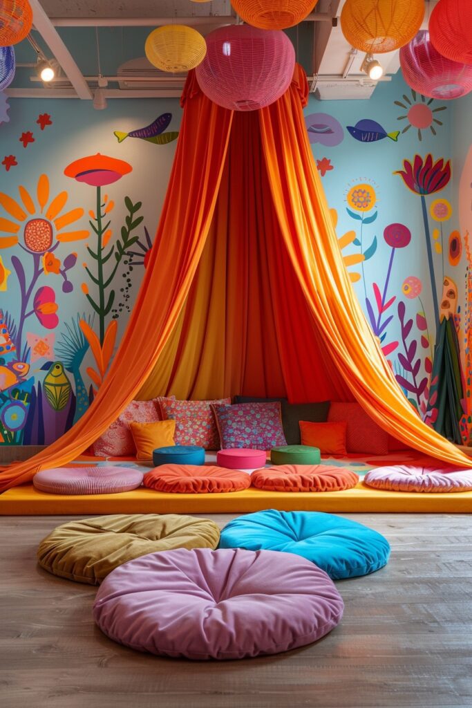 Vibrant Canopy Boho Playroom