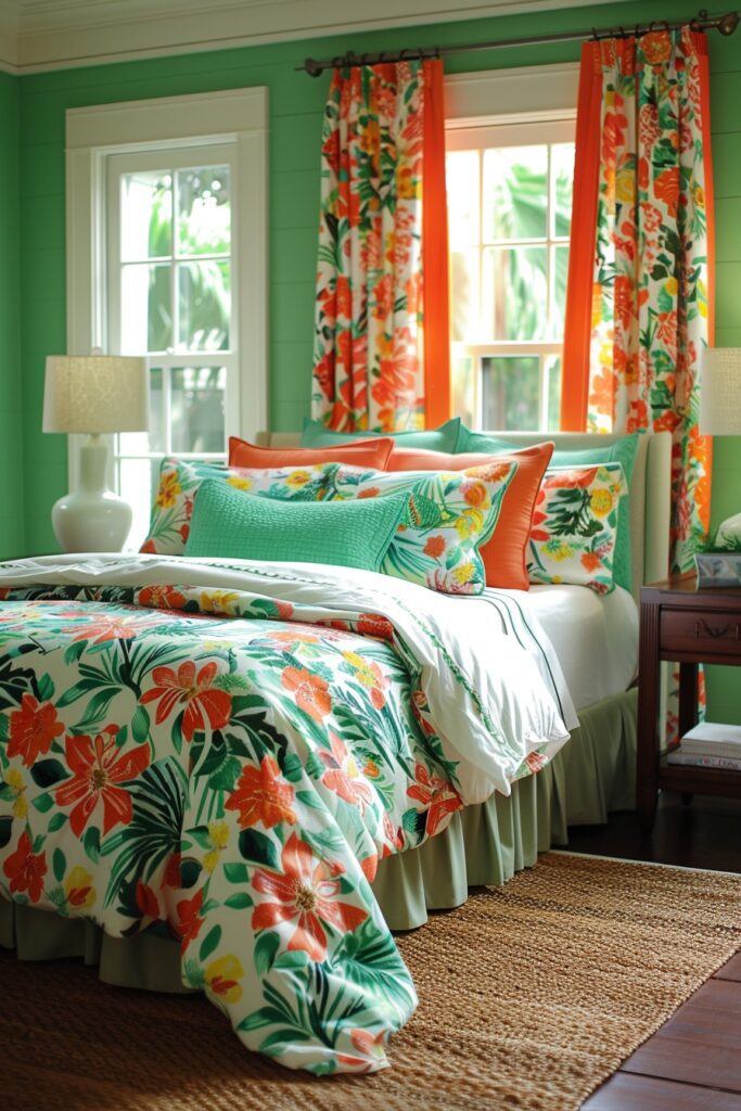 Vibrant Pattern Play in Green and Terracotta