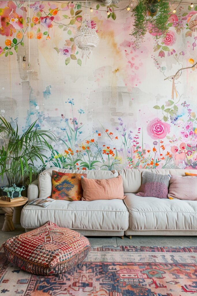 Watercolor Boho Accent Wall