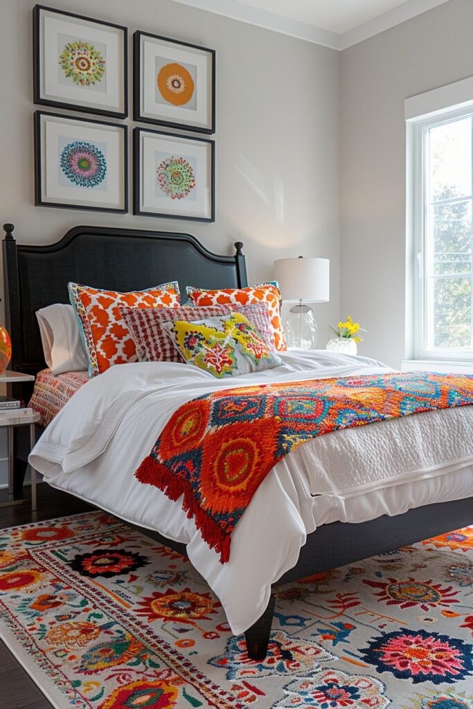 White Bedroom with Color Pops