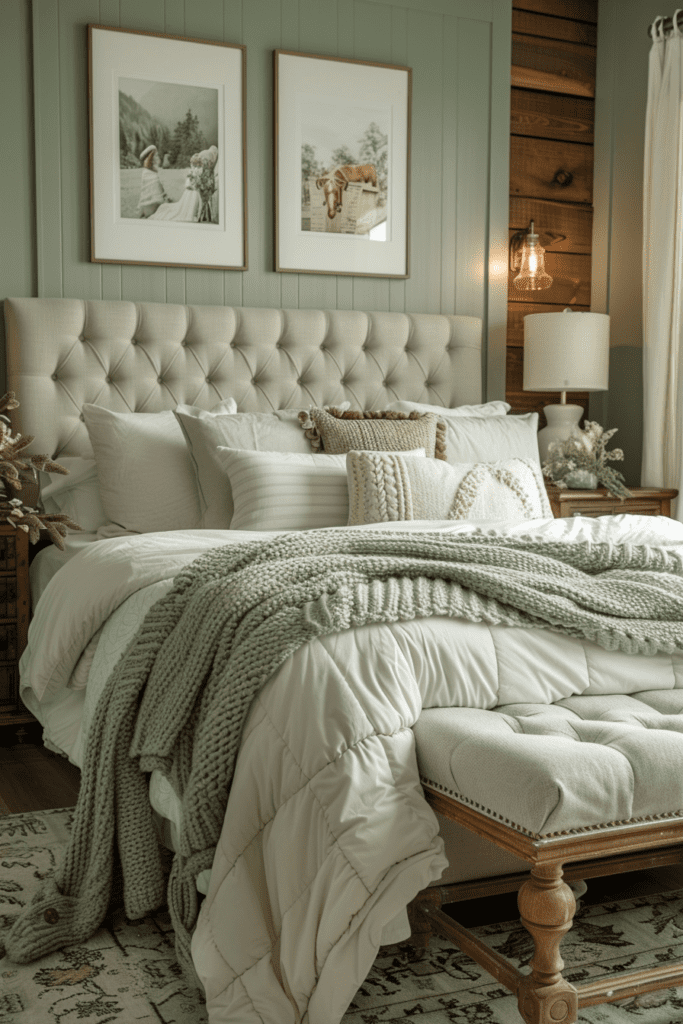 Homely Sage Green Farmhouse Bedroom