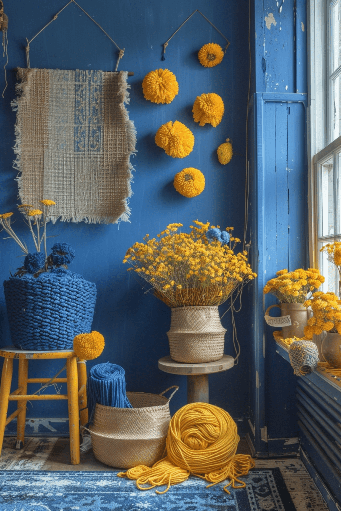 Azure Allure and Yellow Yarn Ambiance