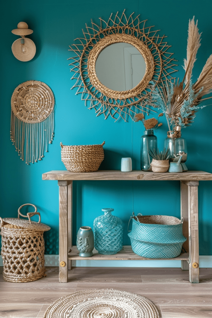 Refreshing Teal Boho Foyer