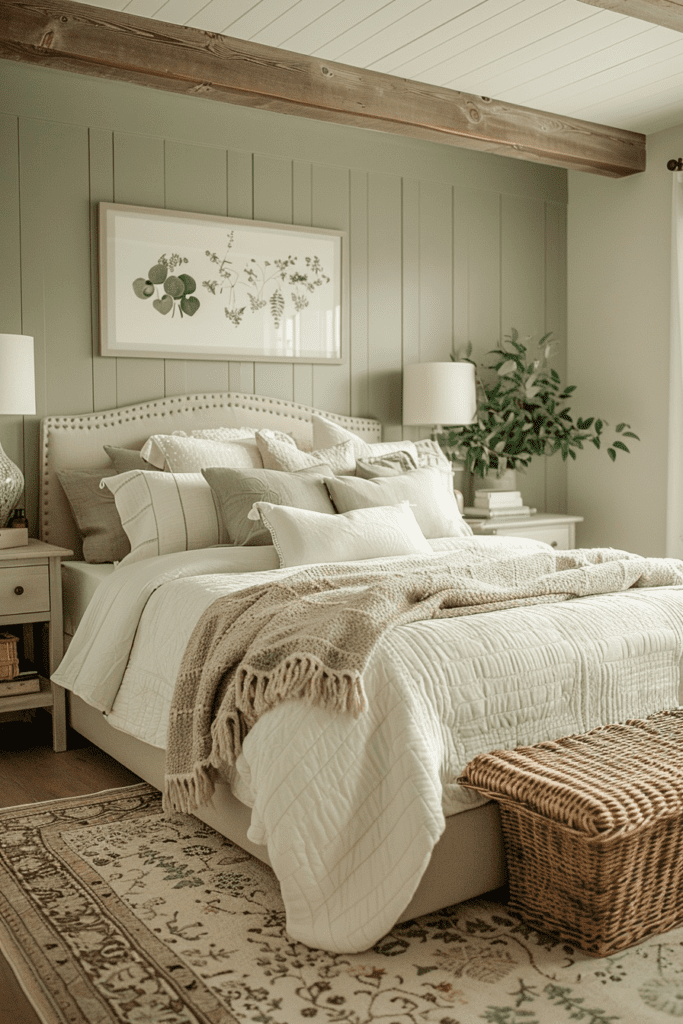 Functional Sage Green Farmhouse Bedroom