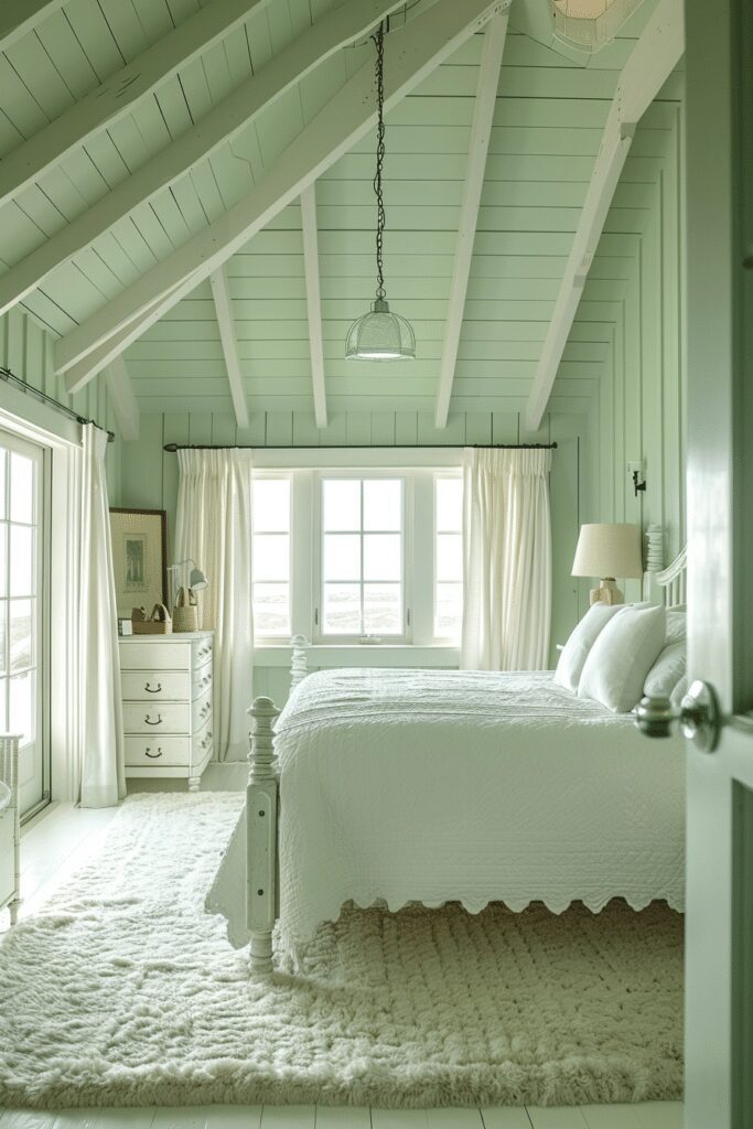 Lively Sage Green Farmhouse Bedroom