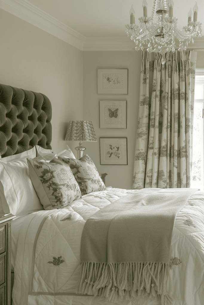 Elegant Sage Green Farmhouse Bedroom