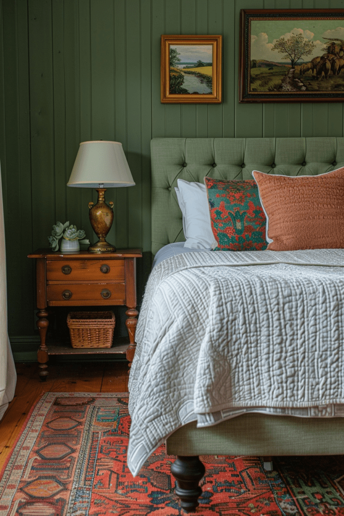 Diverse Sage Green Farmhouse Bedroom