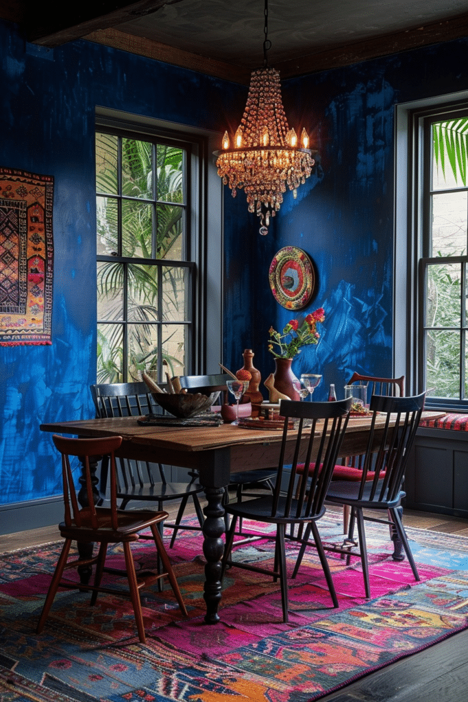 Majestic Blue Boho Dining Room