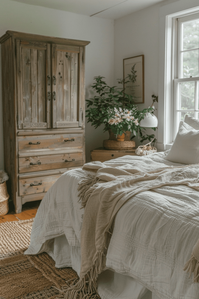 Peaceful Sage Green Farmhouse Bedroom