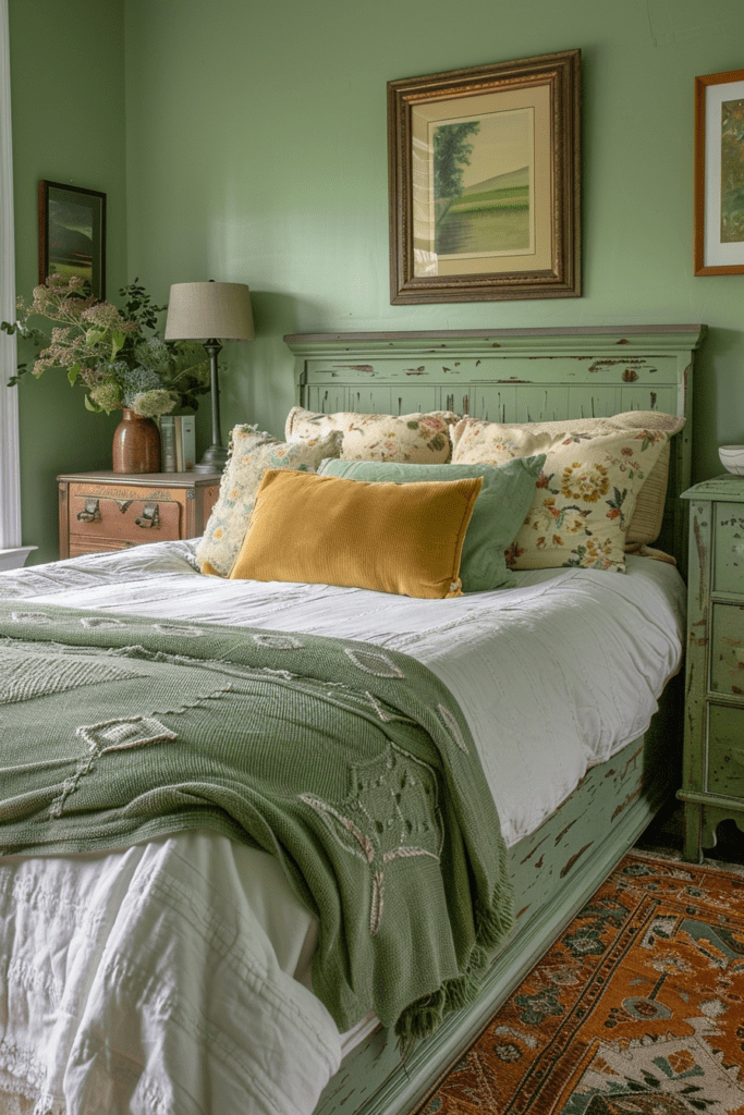 Creative Sage Green Farmhouse Bedroom