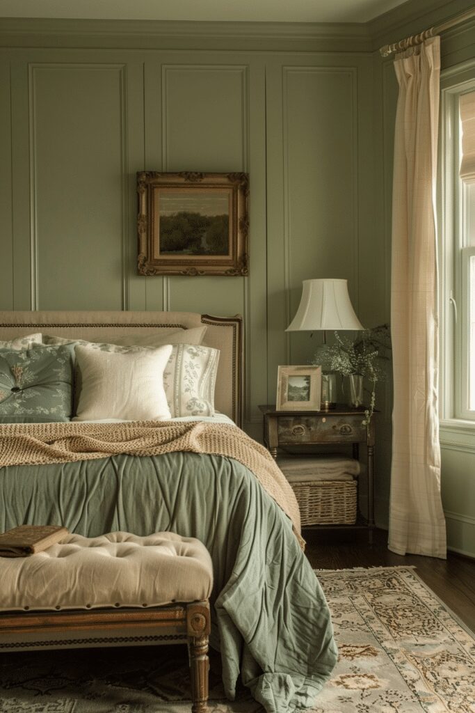 Balanced Sage Green Farmhouse Bedroom