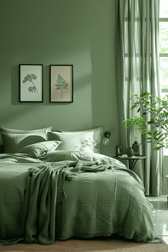 Updated Modern Sage Green Farmhouse Bedroom