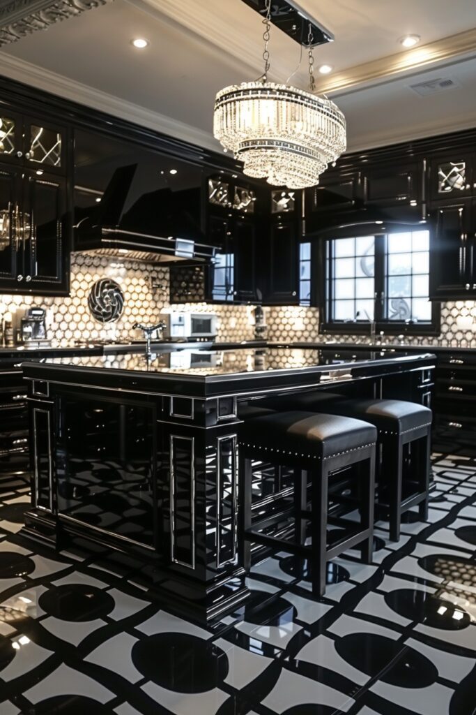 Art Deco Black and White Kitchen