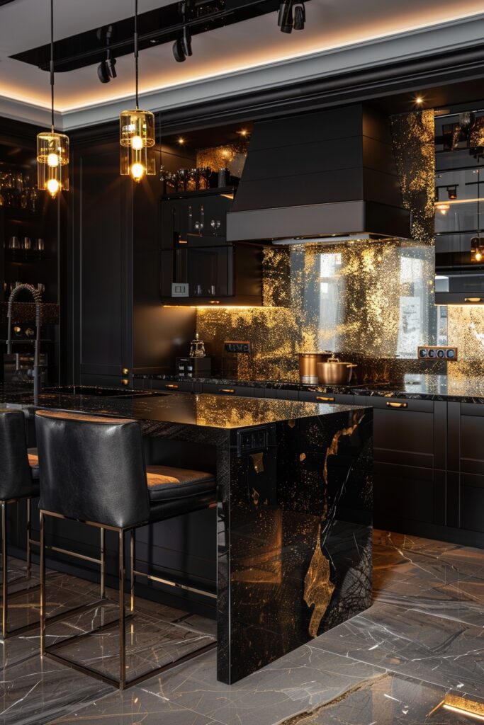 Black and Gold Statement Kitchens