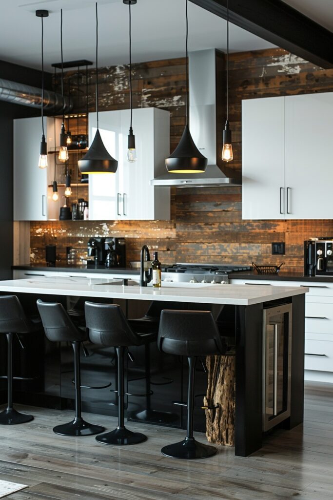 Bold Black Island Centerpiece Kitchen