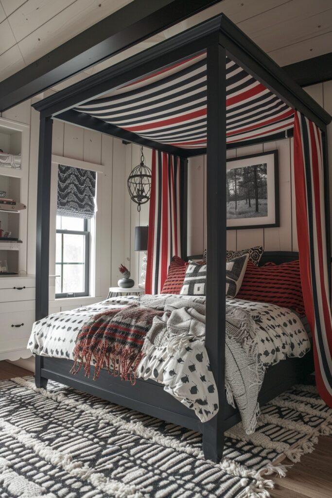 Boldly Linear Girls Bed with Canopy