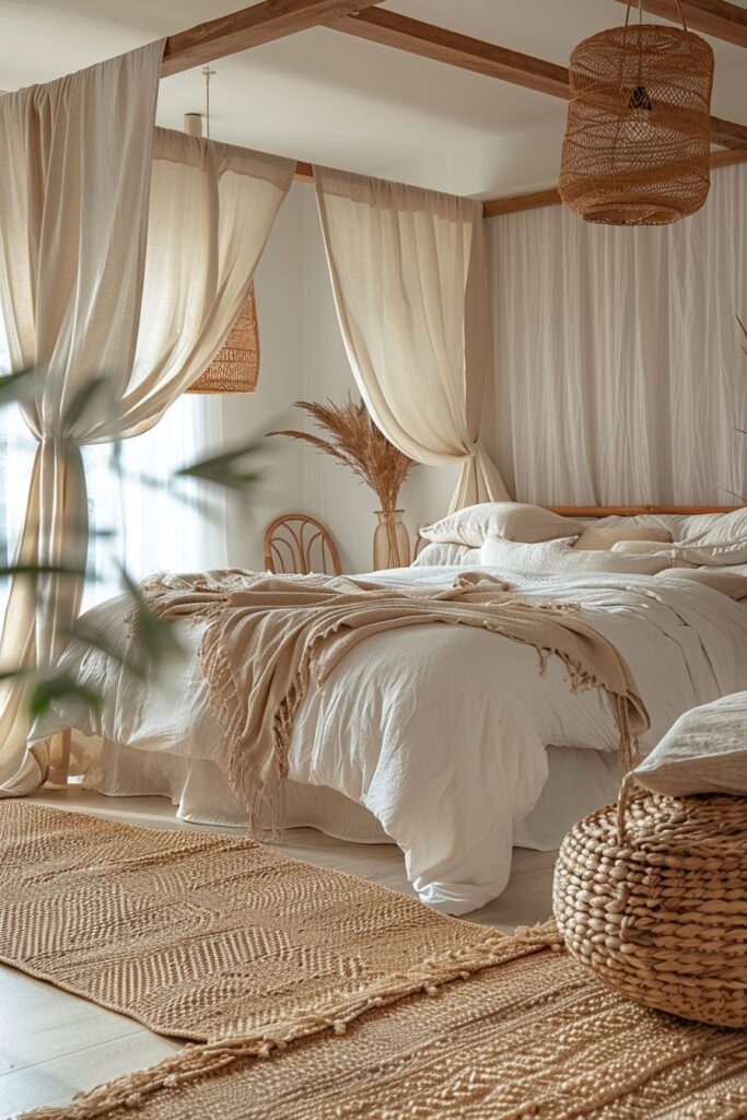 Casual Soft Linen Canopy Bed