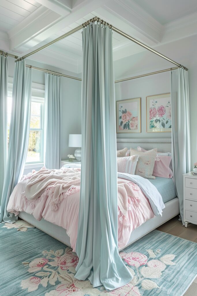 Charming Soft Pastel Canopy Bed