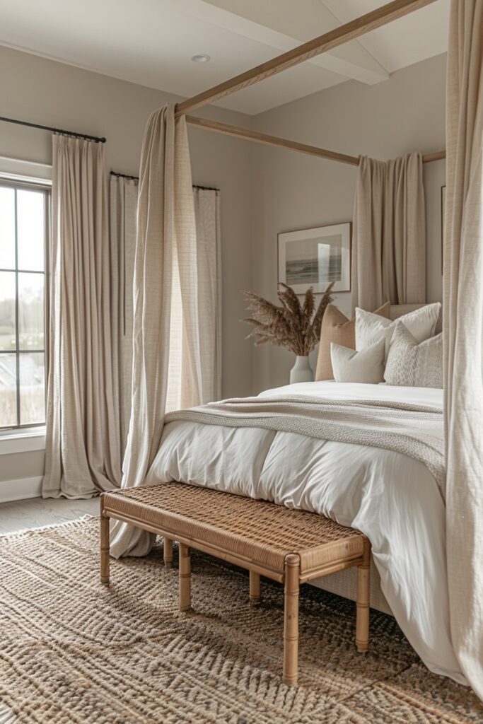 Chic Contemporary Neutral Canopy Bed