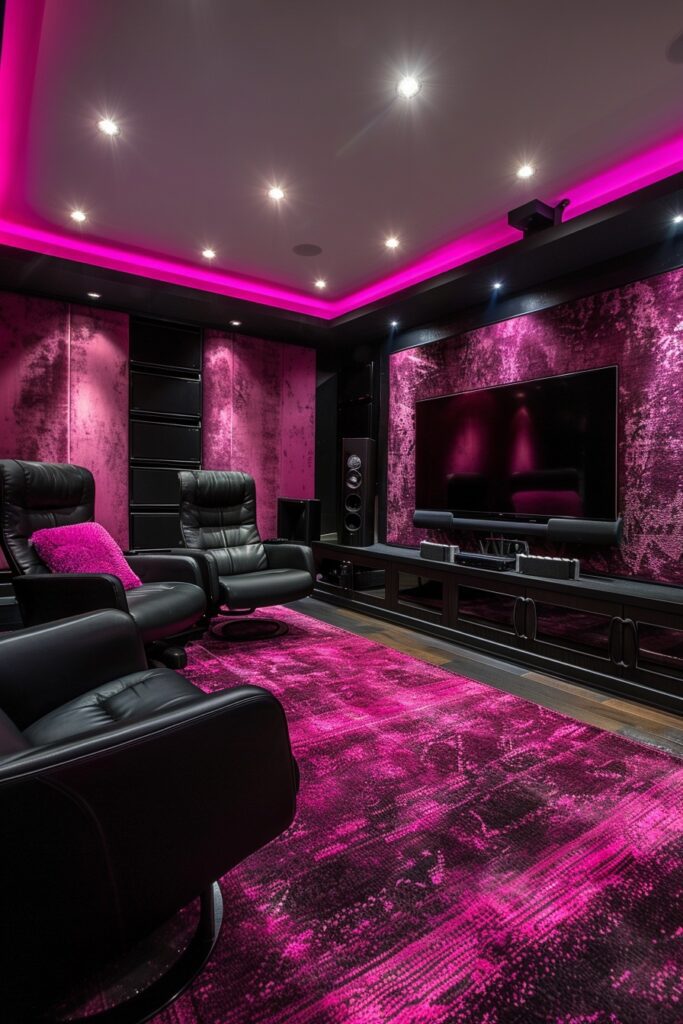 Chic Pink Media Rooms