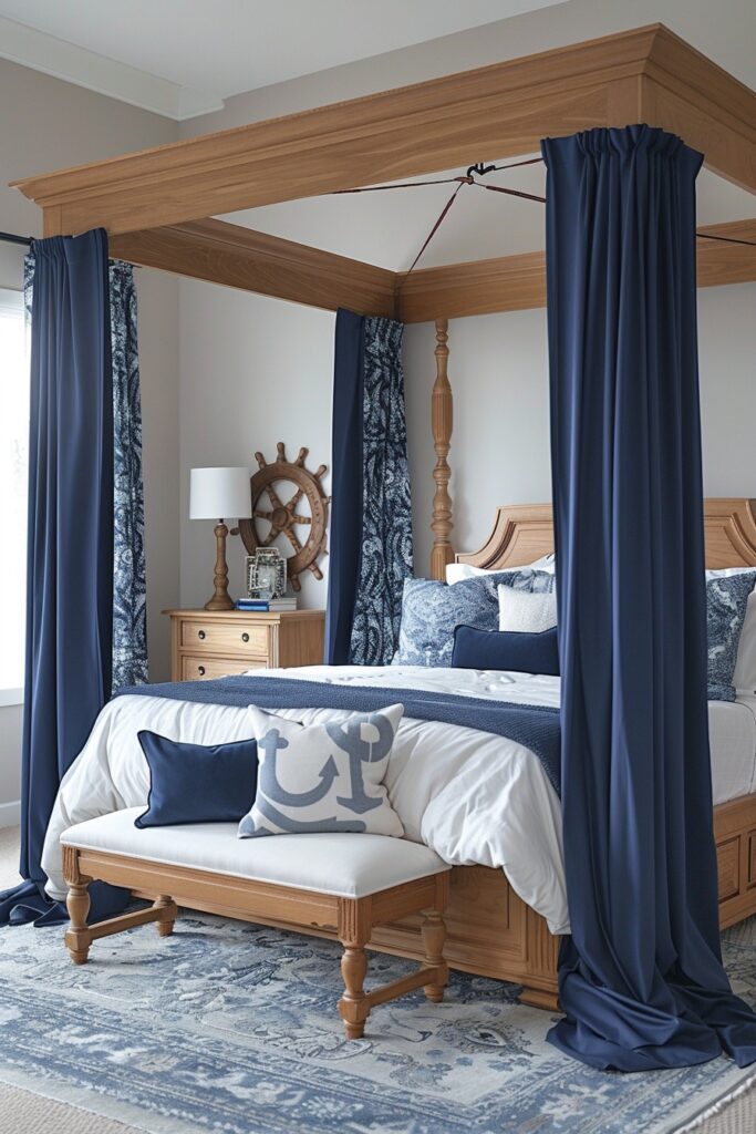 Classic Navy Canopy Bed