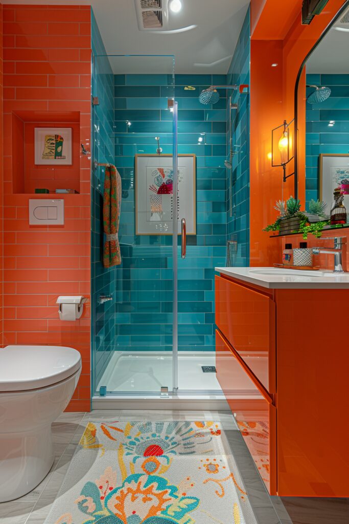 Color Block Design in Small Bathrooms