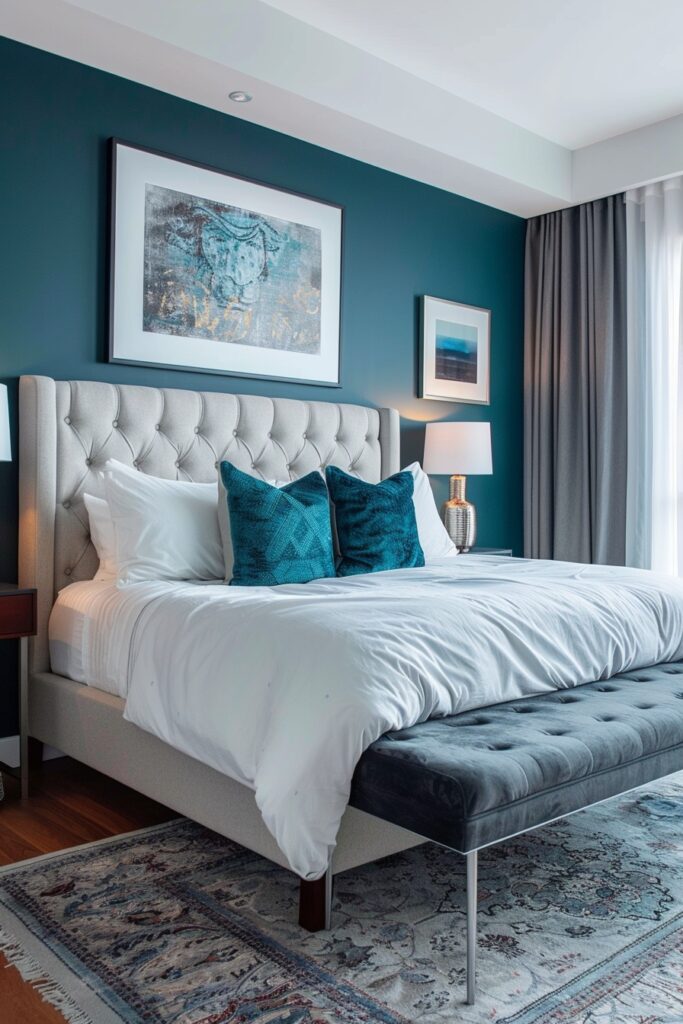 Contemporary Teal Bedroom