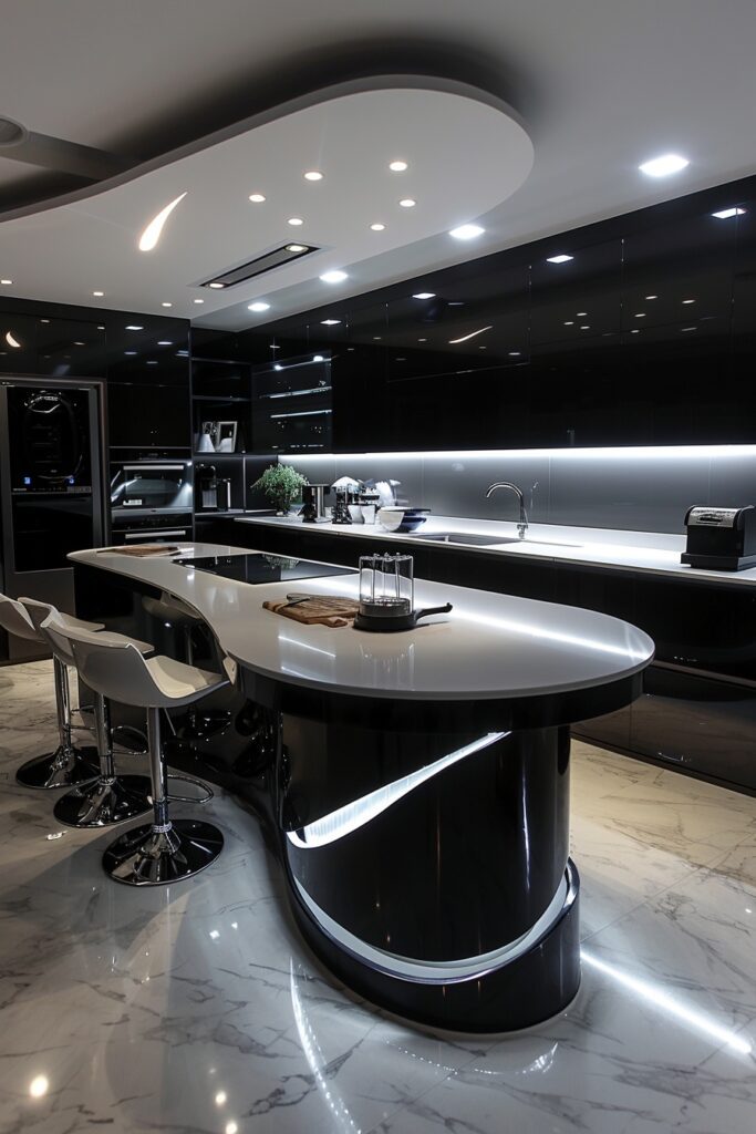 Dramatic Modern Black and White Kitchens