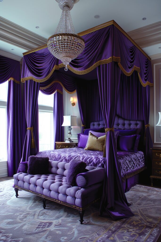 Dramatic Royal Purple Canopy Bed