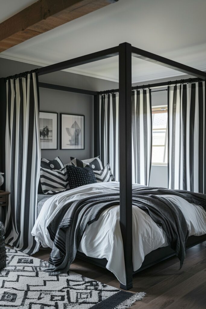 Dynamic Bold Stripes Canopy Bed