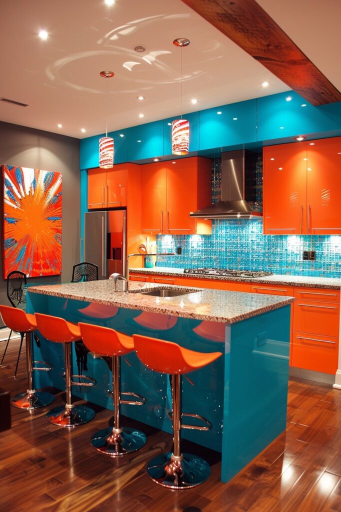 Dynamic Modern Kitchen Designs with Colorful Accents