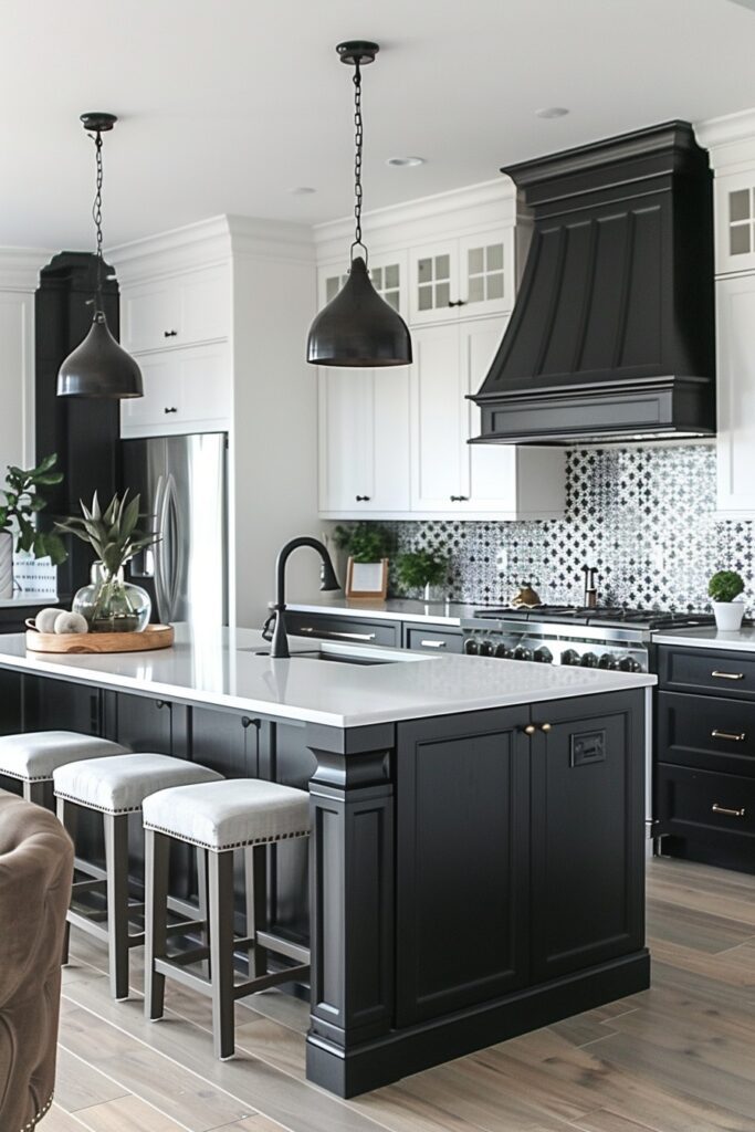 Elegant Two-Tone Black and White Kitchen