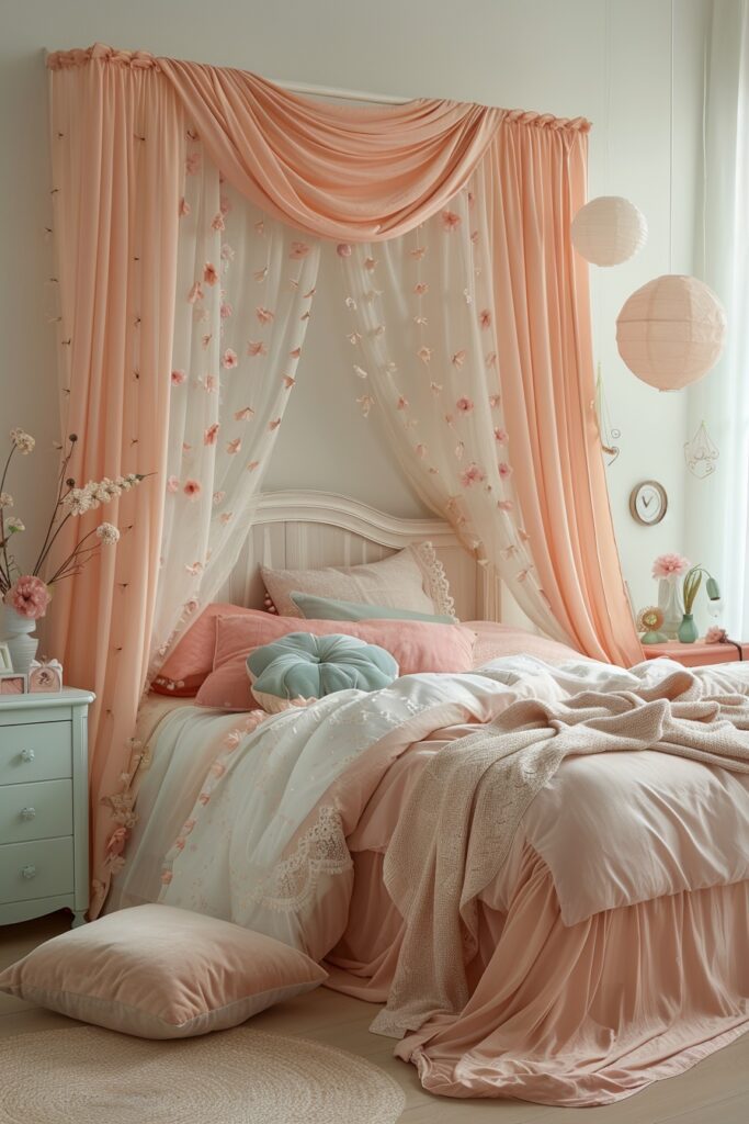 Gentle Hues Girls Bed with Canopy