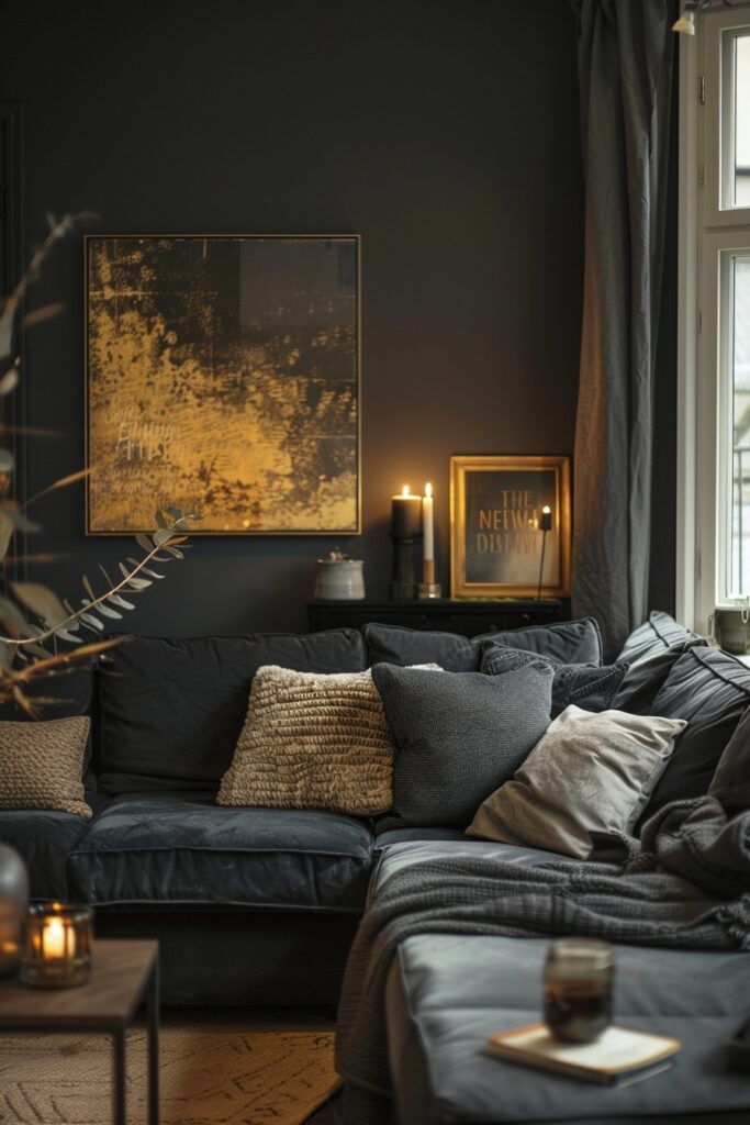 Gilded Elegance in Dark Grey