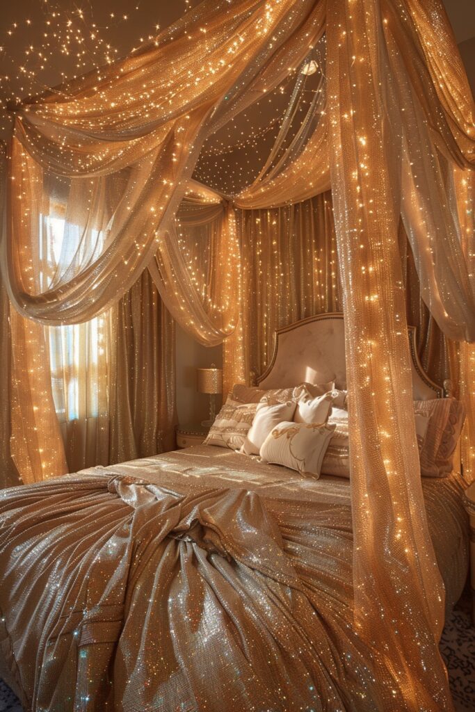 Glittering Dreams Girls Bed with Canopy