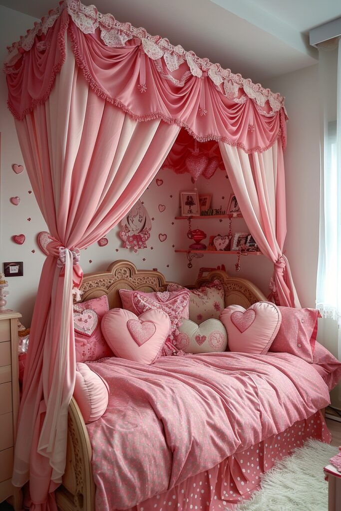 Heartfelt Harmony Girls Bed with Canopy