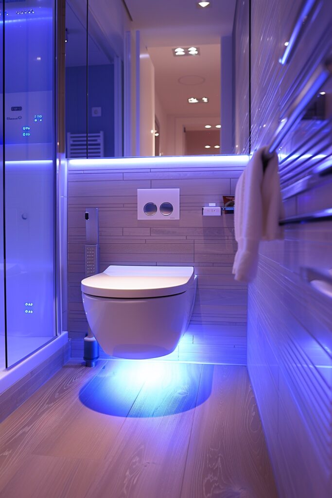 High-Tech Features for Compact Bathroom