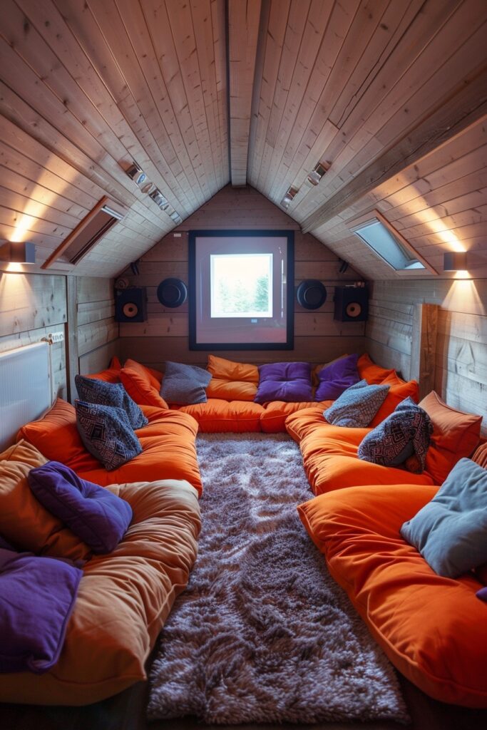 Intimate Home Theater in the Attic