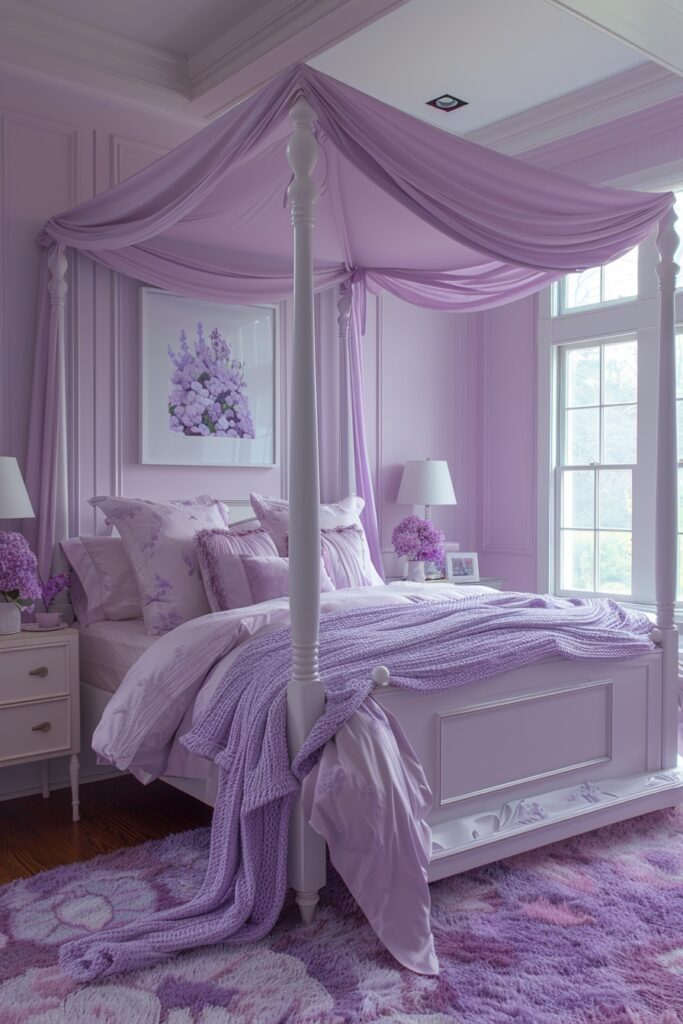 Lavender Calm Girls Bed with Canopy