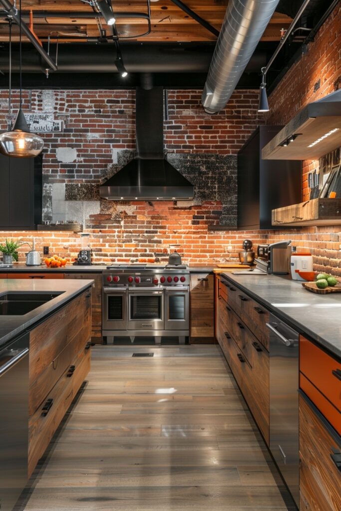 Modern Kitchens with Exposed Brick