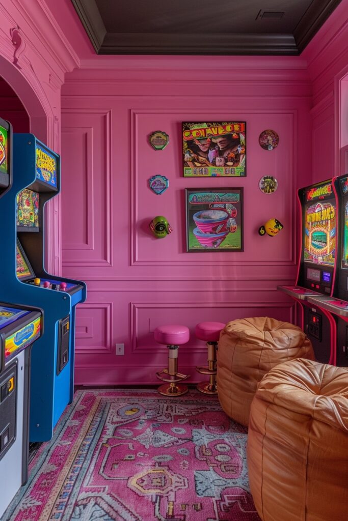 Nostalgic Pink Game Rooms