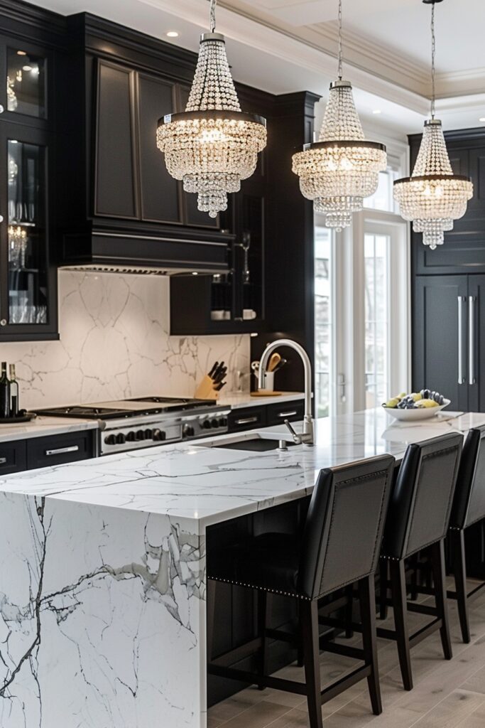 Opulent Marble-Accented Kitchen