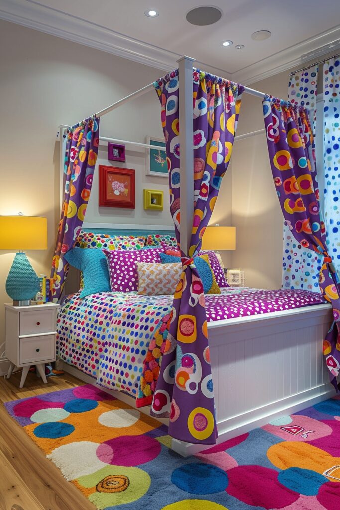 Playful Polka Dot Fun Canopy Bed