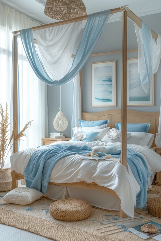 Relaxed Coastal Vibes Canopy Bed