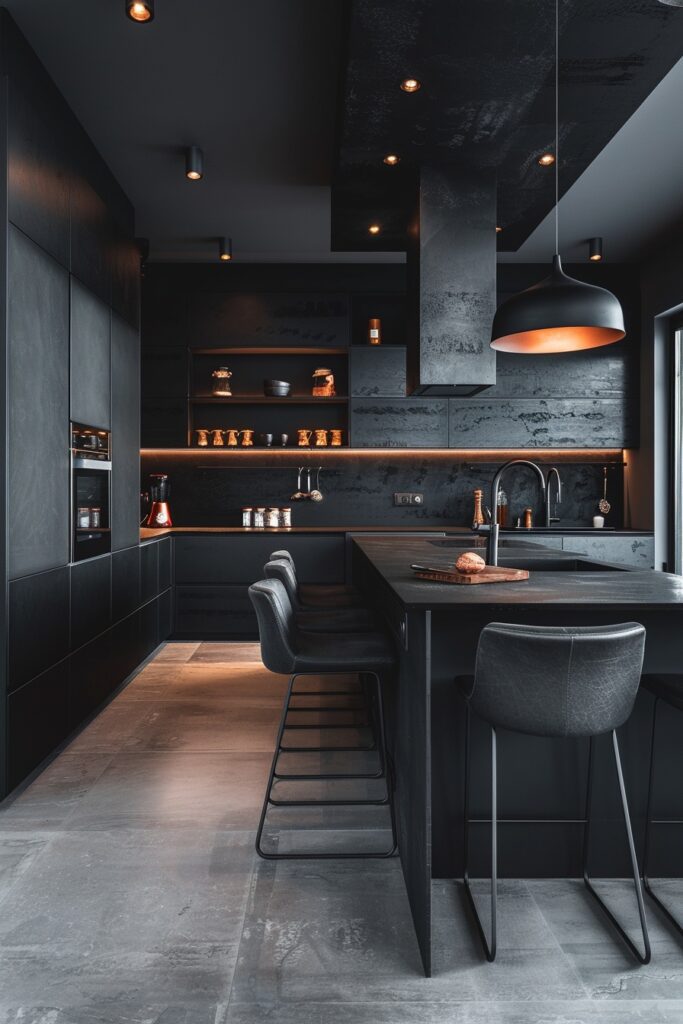 Sleek Black Kitchen Nook