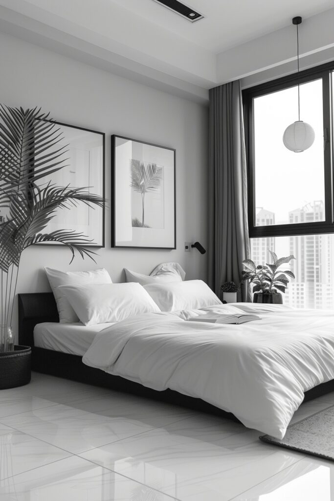 Striking Black and White Bedroom