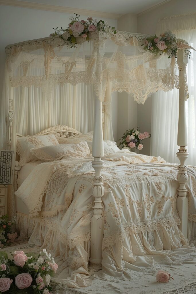 Timeless Romantic Lace Canopy Bed