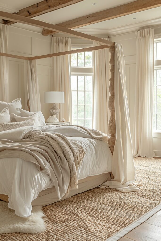 Tranquil Gentle Cream Canopy Bed