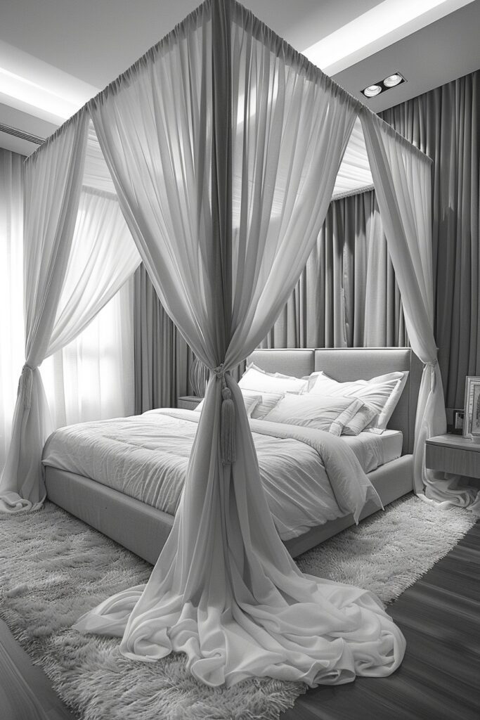 Unified Monochrome Magic Canopy Bed