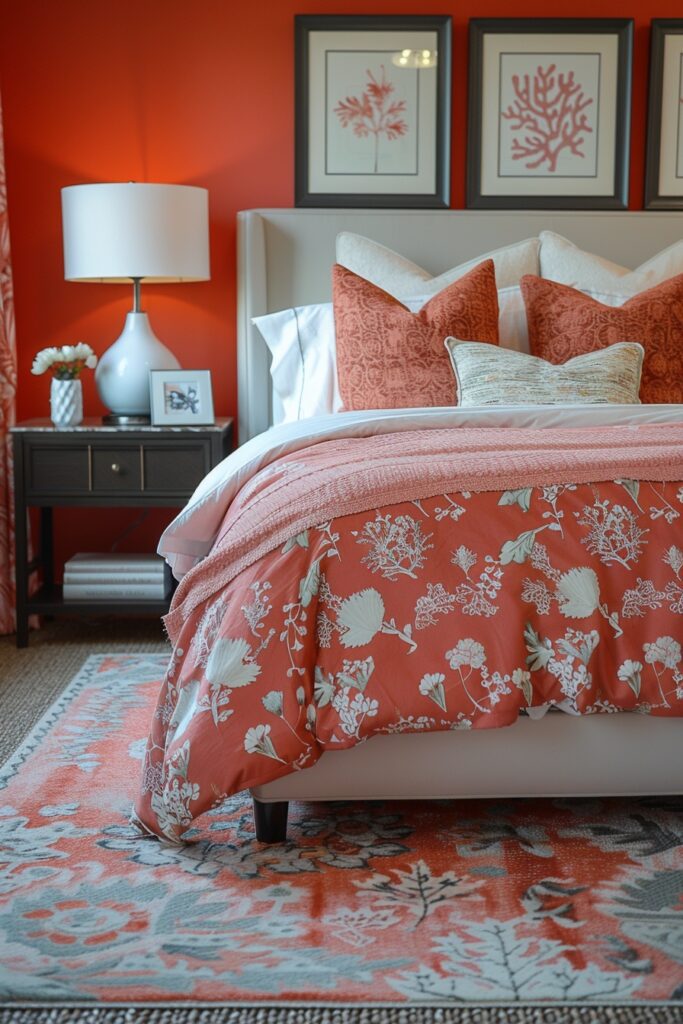 Vibrant Coral Boho Room